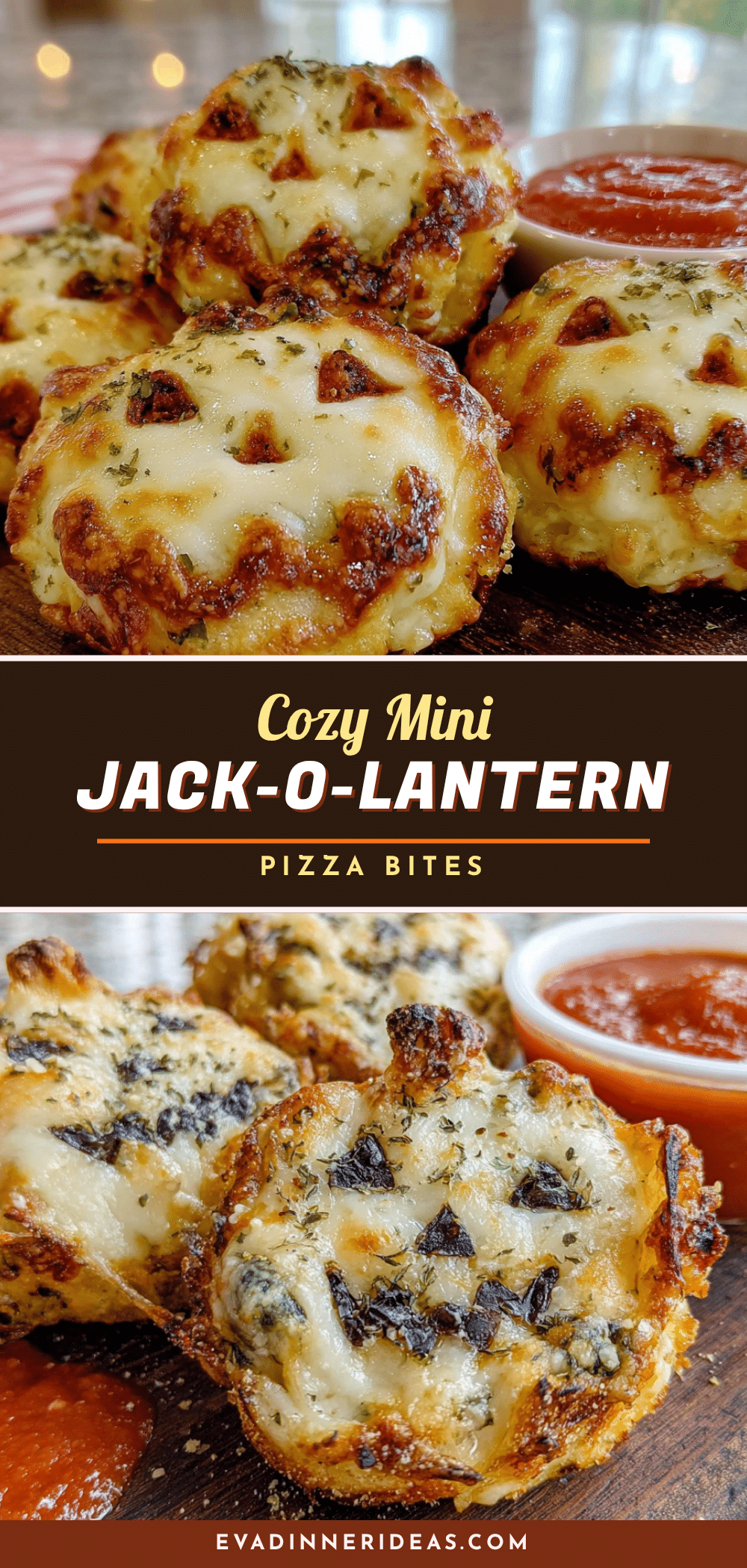 cozy mini jack-o-lantern pizza bites recipe