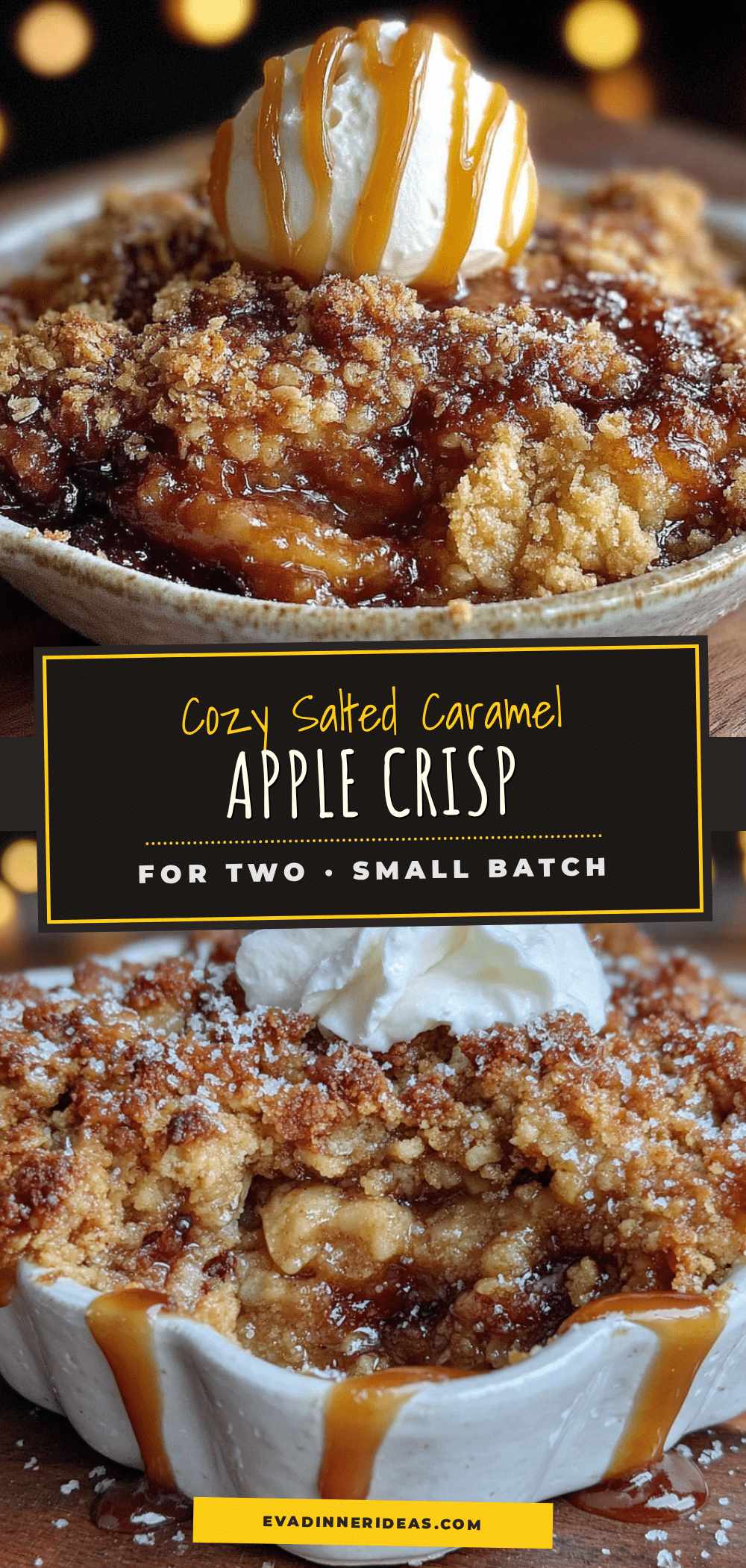 cozy salted caramel apple crisp for two recipe