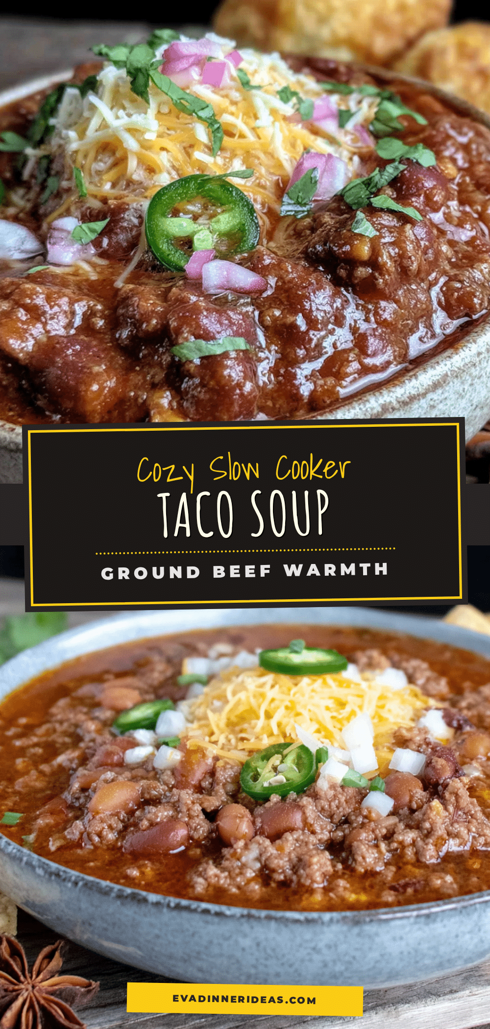 cozy slow cooker ground beef taco soup recipe