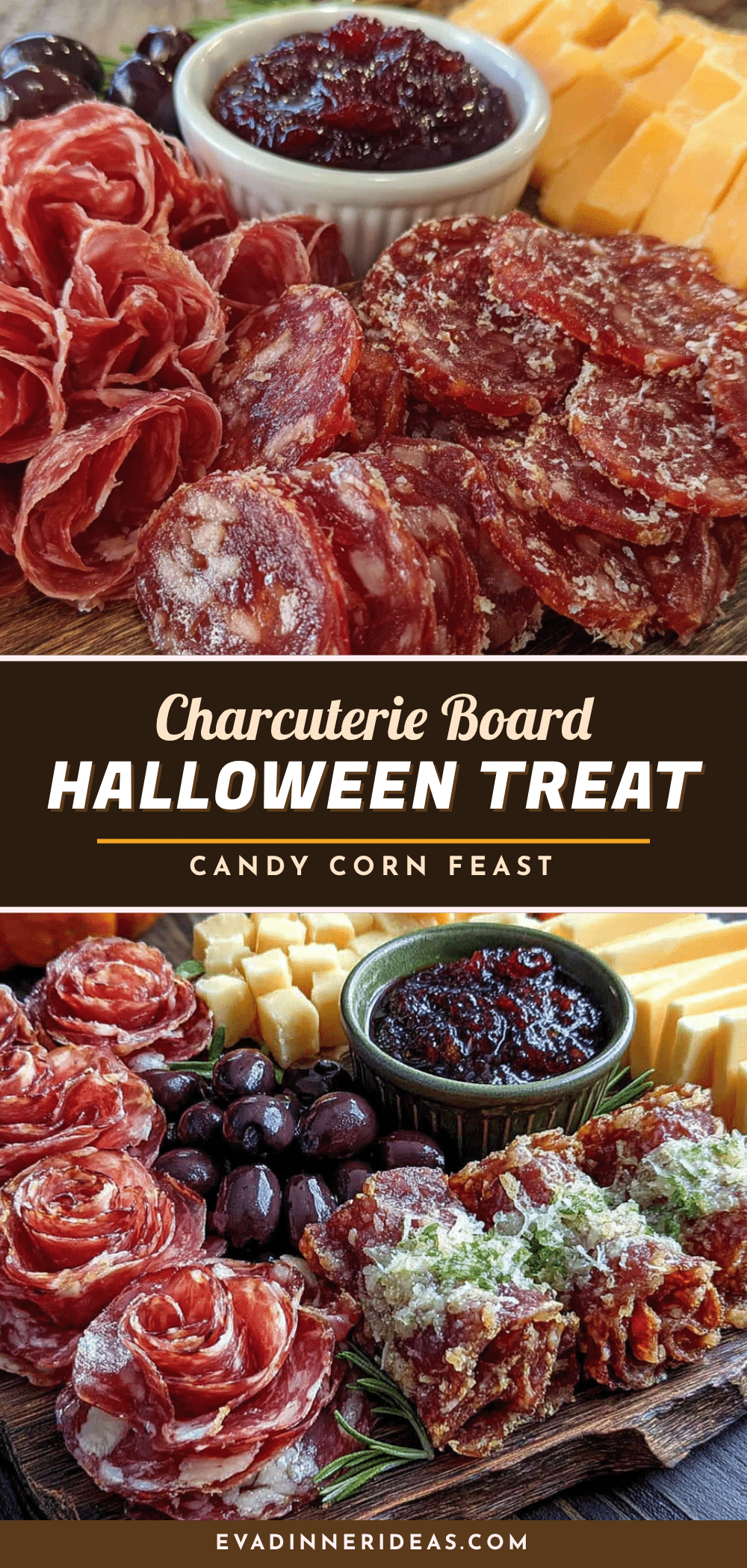 Halloween charcuterie board with candy corn recipe