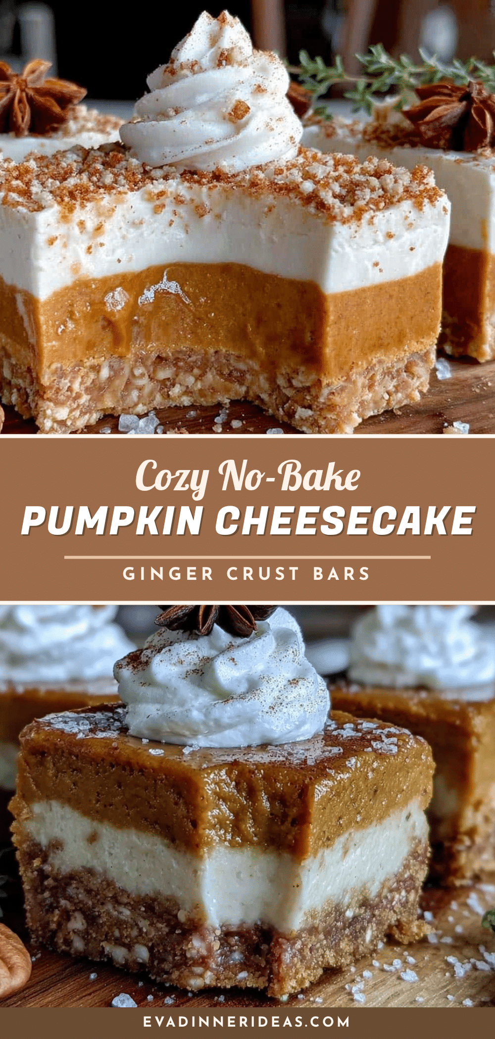 no-bake pumpkin cheesecake bars with ginger crust recipe