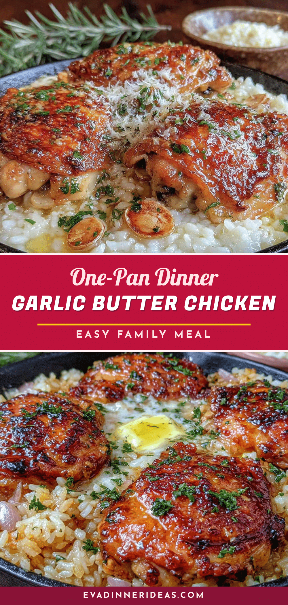 one-pan garlic butter chicken and rice recipe