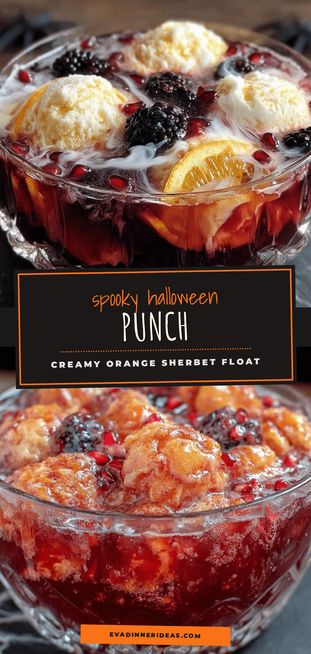 spooky Halloween punch with orange sherbet float recipe