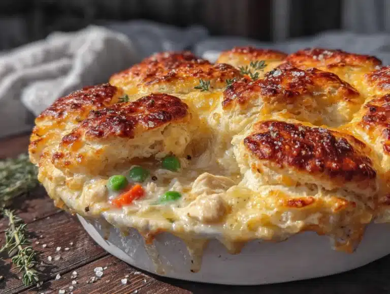 easy leftover turkey pot pie with biscuit topping - featured image