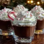 festive peppermint chocolate jello shots - featured image