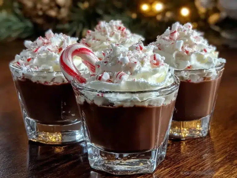 festive peppermint chocolate jello shots - featured image
