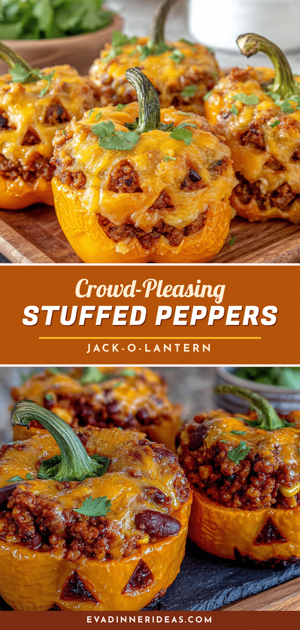 jack-o-lantern stuffed bell peppers recipe