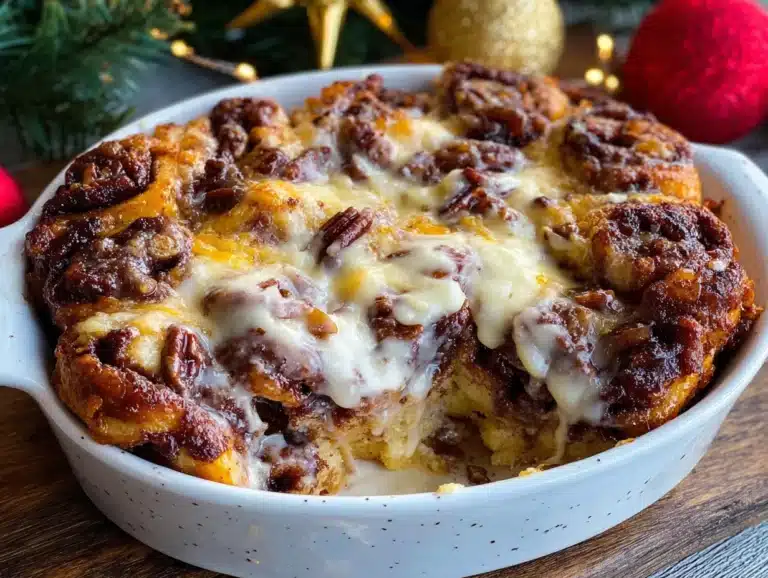 lightened-up overnight cinnamon roll casserole - featured image