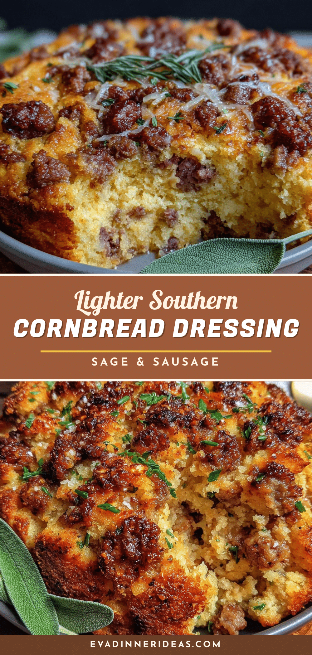 Lighter Southern Cornbread Dressing with Sausage and Sage recipe