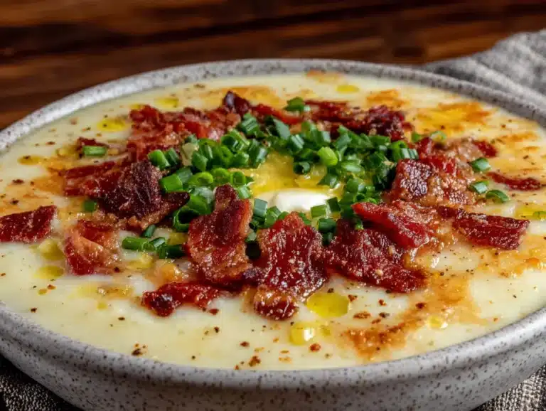creamy potato soup with bacon - featured image